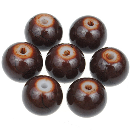 Koraliki powlekane czarna nić / szklane / brązowe / 8mm / 50szt-13019