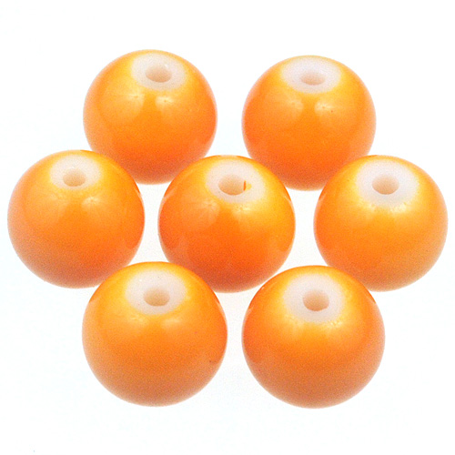 Koraliki kule powlekane / szklane / pomarańczowe / 8mm / 50szt-13021