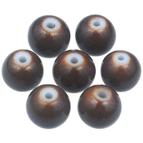 Koraliki kule powlekane / szklane / brązowe / 8mm / 50szt-13023