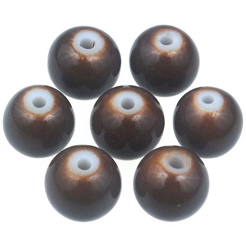 Koraliki kule powlekane / szklane / brązowe / 8mm / 50szt-13023