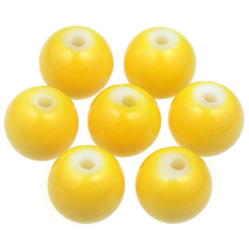 Koraliki kule powlekane / szklane / żółte / 8mm / 50szt-7440