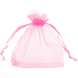 Woreczek ozdobny z organzy / organza / różowy / 12x9cm / 5szt