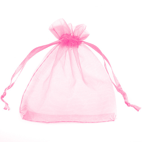 Woreczek ozdobny z organzy / organza / różowy / 12x9cm / 5szt-9842