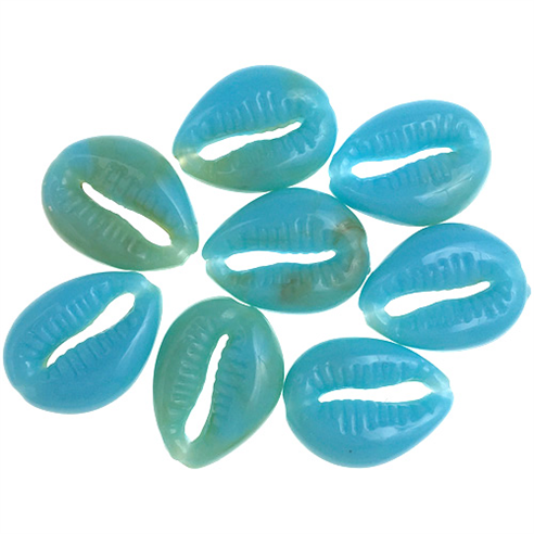 Koraliki muszelki kauri / akrylowe / niebieski / 17x13x5mm / 25szt-13071