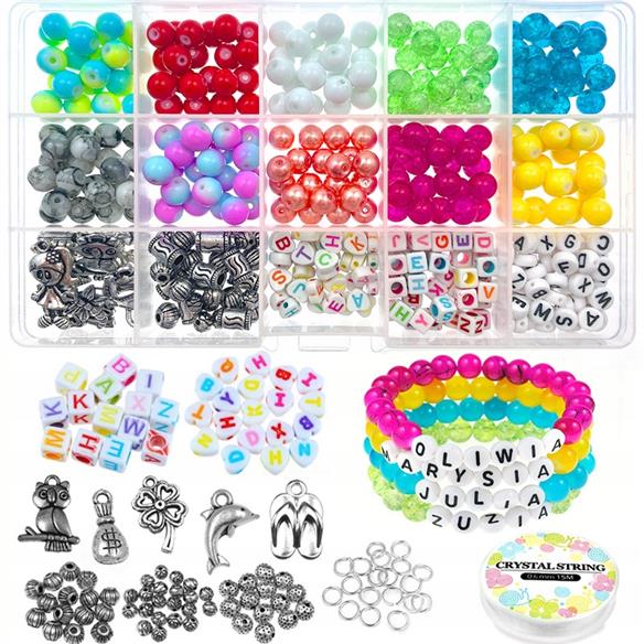 IMIENNY ZESTAW KORALIKÓW DO ROBIENIA BRANSOLETEK-12220