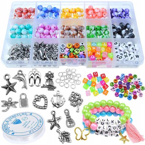 IMIENNY ZESTAW KORALIKÓW DO ROBIENIA BRANSOLETEK-12222