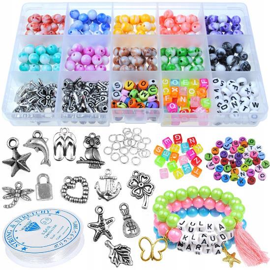 IMIENNY ZESTAW KORALIKÓW DO ROBIENIA BRANSOLETEK-12222