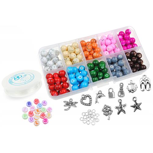 Zestaw koralików w organizerze / koraliki nici / 240 elem.-9430