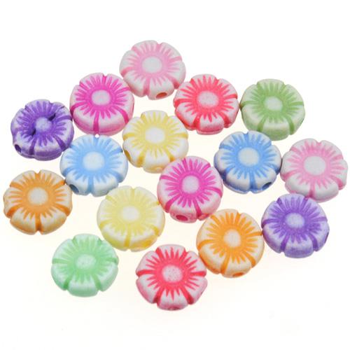 Miks koraliki kwiatki 9mm / akrylowe / 9x3.5mm / 25,6g / 100szt-12610
