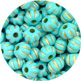 Koraliki beczułki dynie zdobione złotym / 7x5mm / akrylowe / 16,6g / 100szt