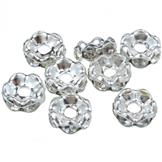 Przekładki srebrne z cyrkoniami / metal, cyrkonie / crystal / 6x3mm / 20szt