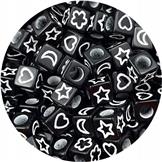 MIX koraliki modułowe symbole / akrylowe / czarne / 6x6mm / 8,6g / 50szt