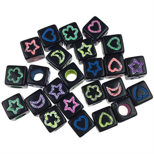 Miks koraliki symbole / akrylowe / 6mm / 9,0g / 50szt-11966