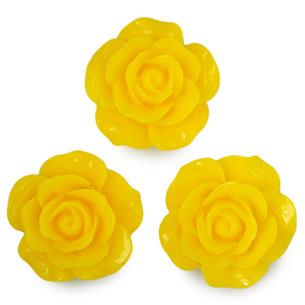 Koraliki kwiatki kaboszony róże / akrylowe / żółte / 17x7mm / 2szt-6590