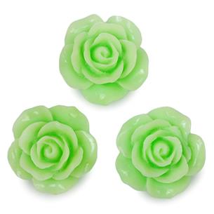Koraliki kwiatki kaboszony róże / akrylowe / j.zielone / 17x7mm / 2szt-6596