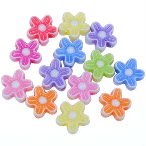 Miks koraliki kwiatki kwiatuszki / akrylowe / 9x5mm / 17,2g / 100szt-9288