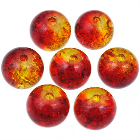 Koraliki crackle dwubarwne / szklane / żółto-czerwone / 8mm / 50szt-12734