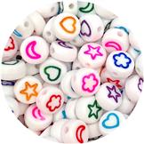Miks koraliki okrągłe symbole / akrylowe / 7mm / 6.6g / 50szt