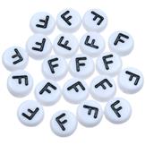 Koraliki litera F okrągłe / akrylowe / biały / 7x4mm / 100szt