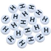 Koraliki litera H okrągłe / akrylowe / biały / 7x4mm / 100szt