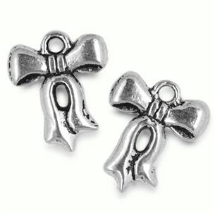 Zawieszka kokardka / metalowe / antyczna srebrna / 16mm / 2szt-5300