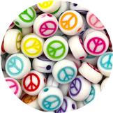Miks koraliki symbol PEACE znak pokoju / akrylowe / białe / 7x4mm / 100szt