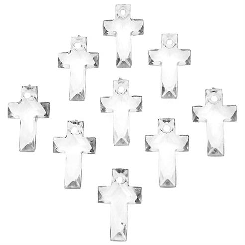 Zawieszki fasetowane krzyżyki / akrylowe / 16x10mm / 50szt-13179