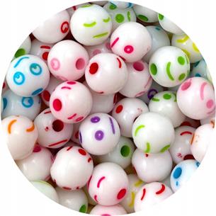 Mix koraliki buźki uśmiech / akrylowe / białe / 8mm / 12.9g / 50szt-12619