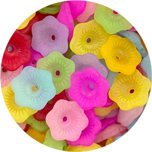Mix koraliki mrożone kwiatki / akrylowe / 11x4m / 100szt-13185