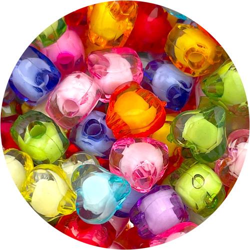 Mix koralik w koraliku serce / akrylowe / 8x5mm / 19.2g / 100szt-13188