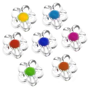 Mix koraliki kwiatki koralik w koraliku / akrylowe / 12x6mm / 20szt-13191