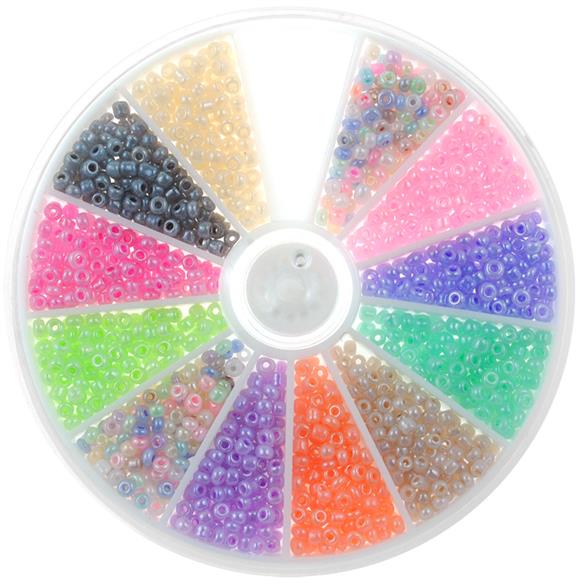 Mix zestaw koraliki drobne seeds szklane 2mm pastelowe 2000szt-12296