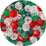 Mix koraliki akrylowe fasetowane / zielono-czerwone / 6mm / 100szt