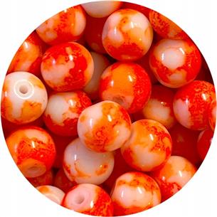 Koraliki powlekane marmurkowe / szklane / pomarańczowe / 8mm / 50szt-6985