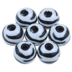 Koraliki kule zebra / akrylowe / czarne / 11mm / 10szt-6282