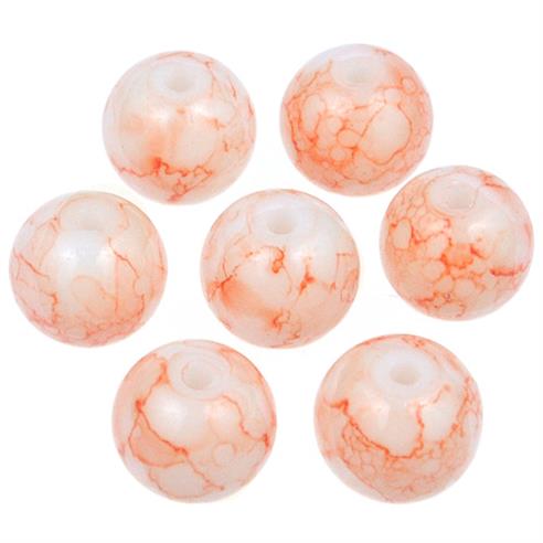 Koraliki powlekane marmurkowe / szklane / j.pomarańczowe / 8mm / 50szt-12807