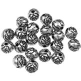 Koraliki róże różyczki kwiatki / akrylowe / srebrne / 6mm / 11.1g / 100szt