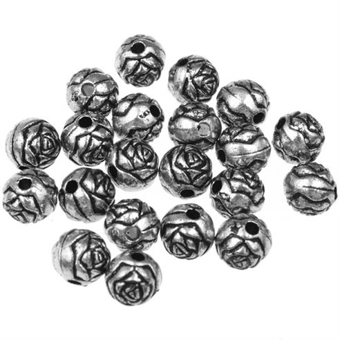 Koraliki róże różyczki kwiatki / akrylowe / srebrne / 6mm / 5.5g / 50szt-9153