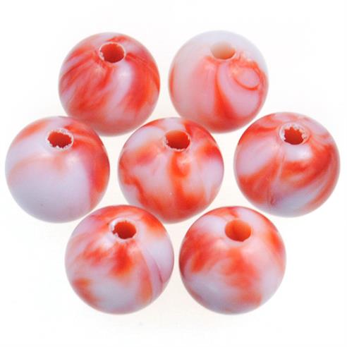 Koraliki kulki dwukolorowe / akrylowe / czerwone / 8mm / 50szt-12812