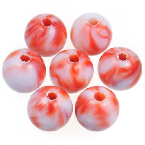 Koraliki kulki dwukolorowe / akrylowe / czerwone / 8mm / 50szt-12812