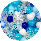 Mix koraliki akrylowe świąteczne / biało-niebieskie / 6-12mm / 50szt