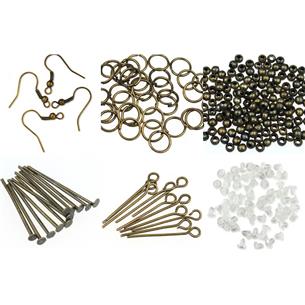 Zestaw półfabrykatów / półfabrykaty brązowe do robienia biżuterii kolczyków-10946