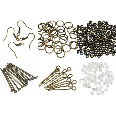 Zestaw półfabrykatów / półfabrykaty brązowe do robienia biżuterii kolczyków-10946