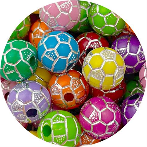 MIX koraliki piłki piłeczki do gry w futbol football / akrylowe / 10mm / 20szt-5189