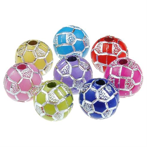 MIX koraliki piłki piłeczki do gry w futbol football / akrylowe / 10mm / 20szt-13273