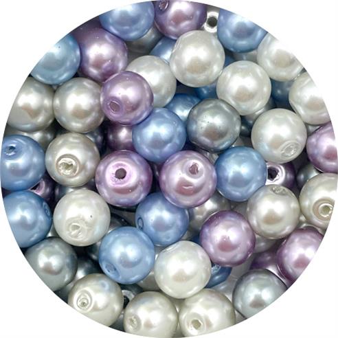 MIX zestaw koraliki szklane perełki 8mm 70szt w słoiczku-13278