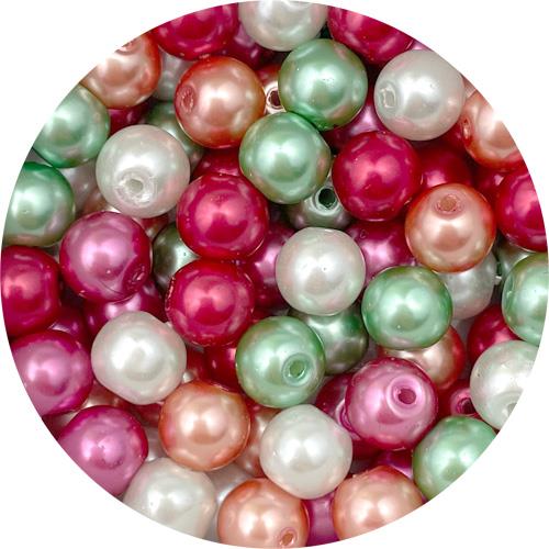 MIX zestaw koraliki szklane perełki 8mm 70szt w słoiczku-13284