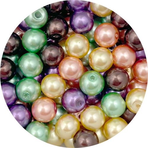 MIX zestaw koraliki szklane perełki 8mm 70szt w słoiczku-13290