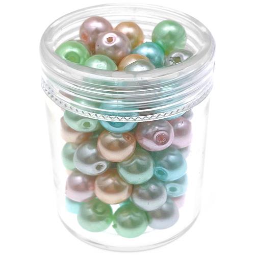 MIX zestaw koraliki szklane perełki 8mm 70szt w słoiczku-13293