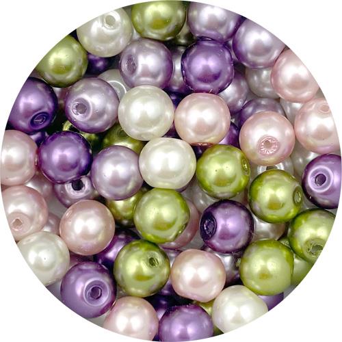 MIX zestaw koraliki szklane perełki 8mm 70szt w słoiczku-13287